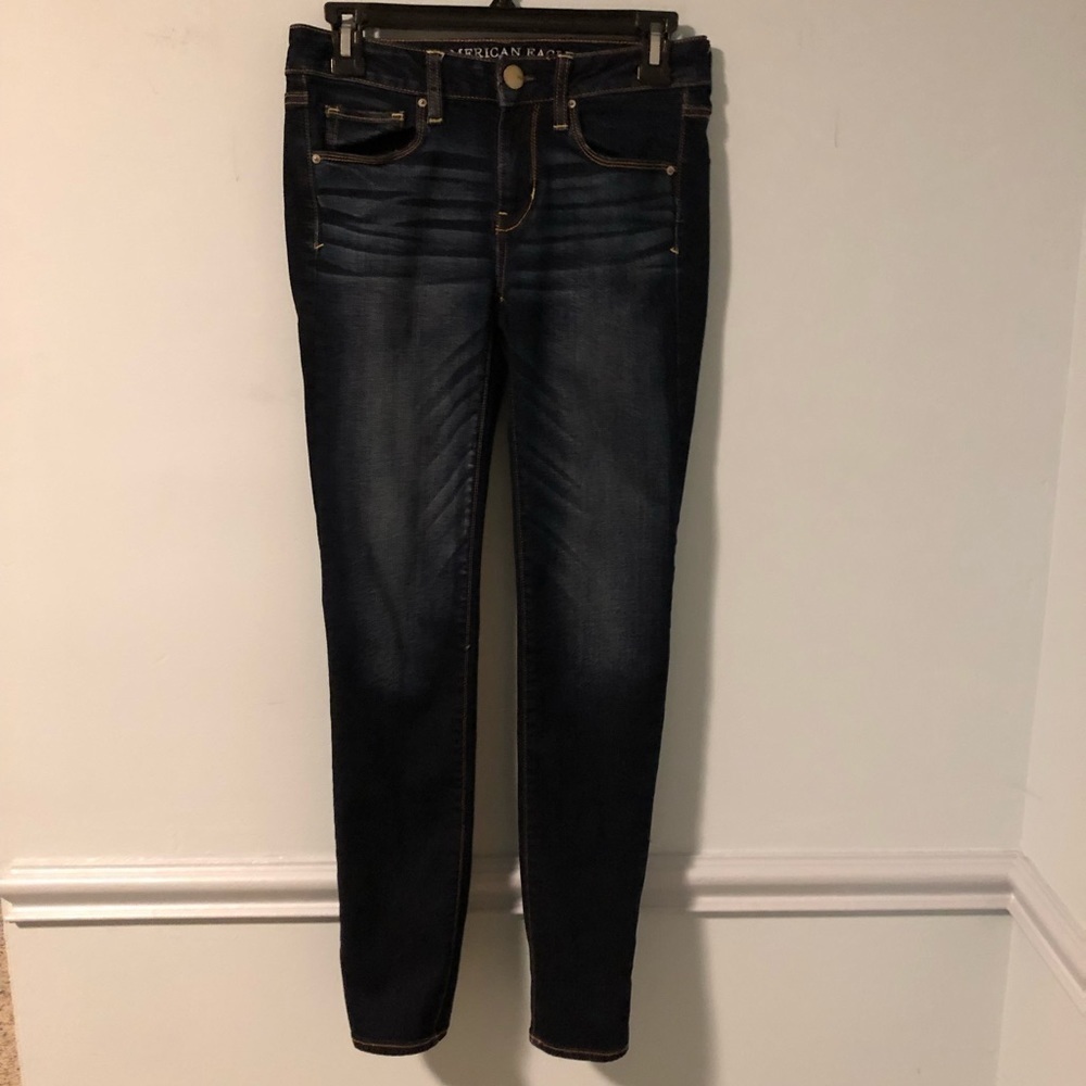 American Eagle Super Stretch AEO Denim X Blue Skinny Jeans Size 2